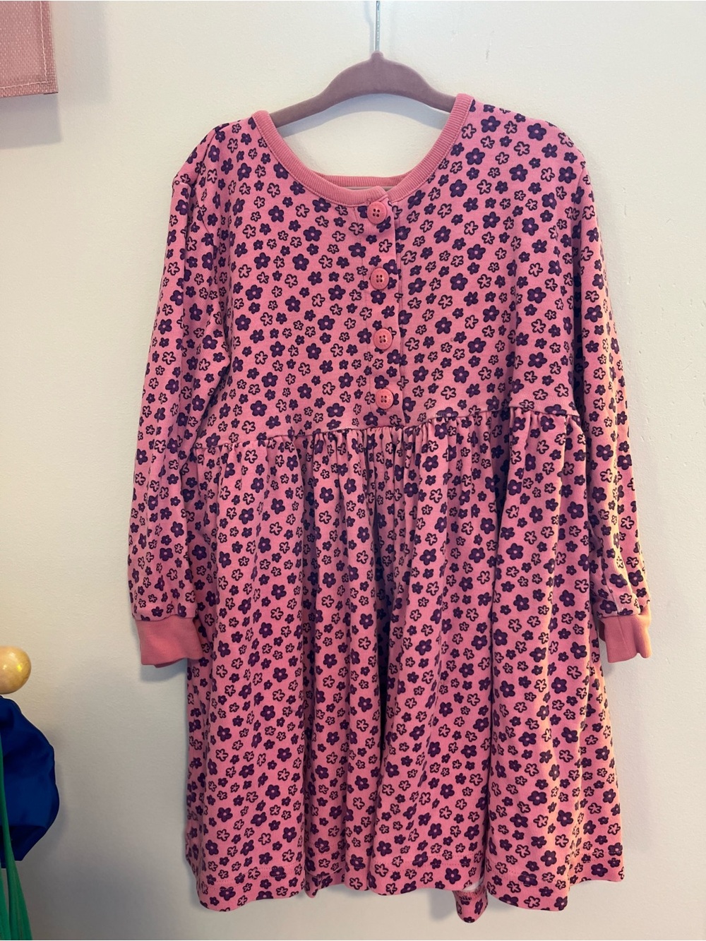 Hanna Andersson Pink Floral Knit Top with Purple Flower Print